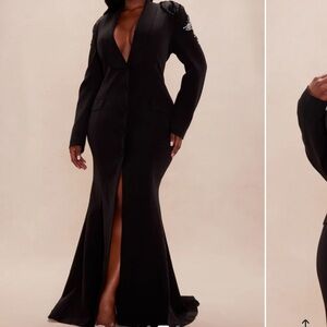 Fashion Nova Black iconic blazer maxi dress